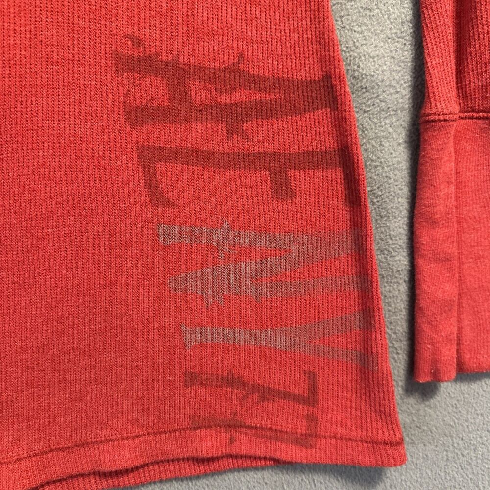 VTG Y2K American Eagle Womens Thermal Shirt Size M Red Spell Out Vampire Diaries - Picture 2 of 7